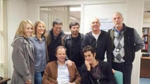 Globe staffers pose with the actors who will be portraying them in a new film, to be called "Spotlight."